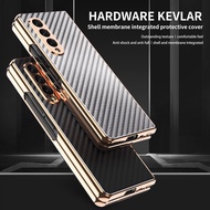 Carbon Fiber Phone Case Front Cover with Screen Glass Film Protector for Samsung Galaxy Z Fold 3 4 Fold3 Fold4 5G