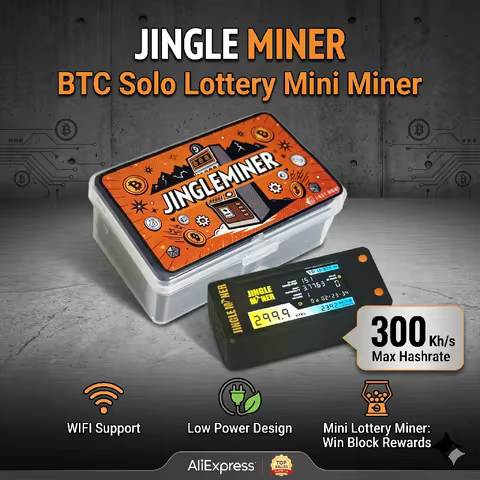 Jingle Mining BTC SOLO Mini Lottery Miner 300KH/s Wi-Fi SHA-256d BTC Jingle Miner Bitcoin Crypto Sol