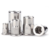 304Stainless Steel Flat Head Half Hex Rivet Nut Internal and External Hex Rivet Nut Standard Rivet N