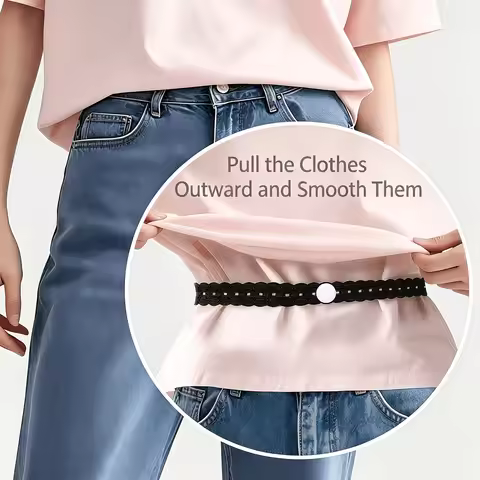 Fine lace binding belt, invisible button extender for adjustable clothing length, T-shirt dress, shi