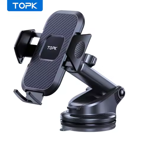 TOPK Car Phone Holder Mount, Super Stable Cell Phone Car Mount 360° Rotation One Button Release for 