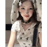 y2k y2k y2k Top Asian Culture Women's Clothing y2k Short Sleeve Clothes Handsome Dopamine Plus Size 