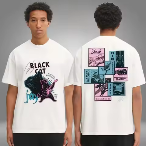 Enhypen Merch Jay Black Cat Two Sided Unisex T-Shirt Fans Gift Size S-4XL High-end Luxury Is for Bot