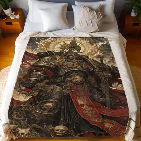 Epic Warrior Armor Blanket, Soft Cozy Throw with Detailed Fantasy Design, Perfect Gift for Gamers an