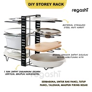 DIY Storey Rack | Under-Sink Kitchen Shelf | 4-Tier 8-Tier Adjustable Stainless Steel Pot Lid Storag