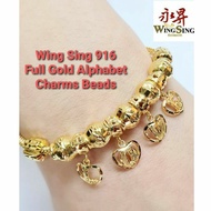 Hot┅RESTOK Wing Sing 916 Gold 1C Pandora Alphabet Charm Beads Budget Letter Pendant / Loket Huruf PDR A to Z Emas 916