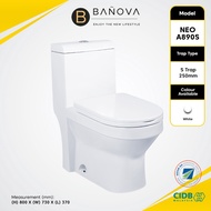 [Limit to 1 Unit Per Order] BANOVA One Piece NEO-A890 WC Toilet Bowl S-Trap Wash Down Water Closet 1