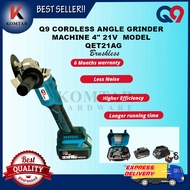 Q9 CORDLESS Angle Grinder Machine 4" 21V *BRUSHLESS* MODEL QET21AG ( set )