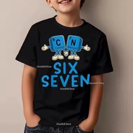 [ada stok] T-Shirt Kanak-Kanak Lengan Pendek 67 Six Seven Italian Brainrot Math Joke Hip Hop, T-Shir