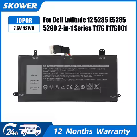 SKOWER 7.6V 42Wh J0PGR JOPGR Battery for Dell Latitude 12 5285 2-in-1 Series T17G T17G001 T17G002 RD