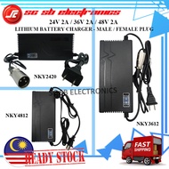 24V 36V 48V 2A LITHIUM BATTERY CHARGER XLR PLUG FOR ELECTRIC MOTORCYCLE SCOOTER BIKE E-BIKE - MALE /