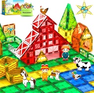 Magnetic Tiles Toys with Farm Animals for 3+ Year Old Toddler Magnetic Blocks Building Toys for Kids