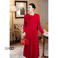 Áo vest nữ tuýt xi dài tay hoa 3D SIXDO (Red 3D Flower Tuytsi Vest)