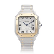 Cartier Santos 100 Reference W2SA0009, a yellow gold and stainless steel automatic wristwatch with date, circa 2010s