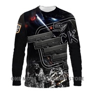 GLOCK MODERN WAR TACTICAL NEW BLACK DESIGN LONG SLEEVES T-SHIRT FULL SUBLIMATION 3D TEE