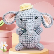 Beginners Crochet Kit Animal Elephant Starter with Easy Peasy Yarn, Polyester Fiber Filler, Hooks, S