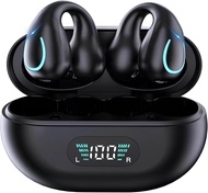 Open Ear Bone Conduction Headphones Wireless Earbuds Bluetooth 5.3 Clip On EarBuds with LED Display