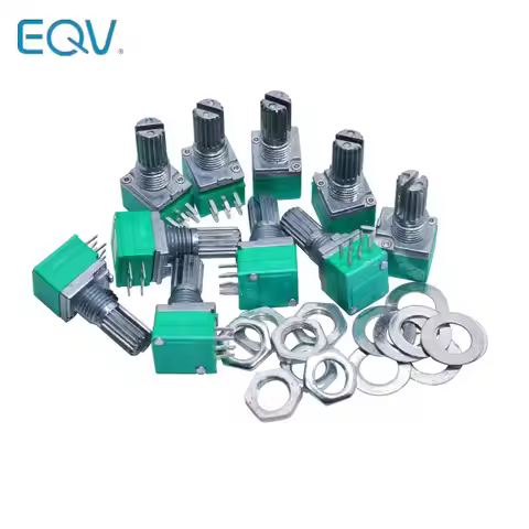 10pcs/lot RK097G 6Pin 5K 10K 20K 50K 100K B5K with a switch audio shaft 15mm amplifier sealing poten