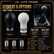 RALLIART 5/6 Speed Auto Gear Shift Knob Black/White Car Manual Transmission (MT)