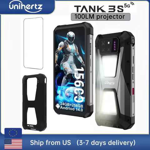 Unihertz 8849 Tank 3s Powered Phone with Projector 24+256GB/32+512GB Dimension 8200 Cellphone 66W 15