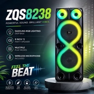 ZQS-8238 Wireless Bluetooth Speaker – Portable Rechargeable Karoke RGB Party Speaker with 2 Free Wir