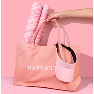 Happyfit Bundle Travel Suede Yoga Mat+Canvas Tote Bag (Peach)+UV Visor Hat (Baby Pink)