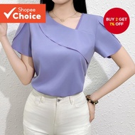 Women Casual Plain Asymmetrical Morandi Color Series Blouse L132ED539