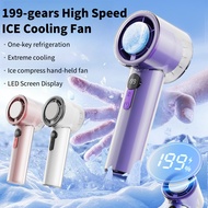 199-gears High Speed Ice Cooling Fan Handheld Turbo Fan Portable Ice Compress Hand-held Fan with LED