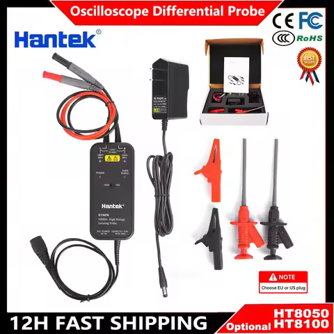Hantek HT8050 HT8100 Oscilloscope High Voltage Differential Probe 50MHZ-100MHZ, LED Indicator 1/50 1