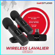 COD TaffSTUDIO Mikrofon Wireless Lavalier Microphone USB Type C 2.4GHz E60 / mik hp buat konten krea