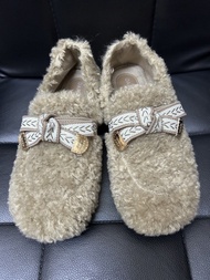 DAPHNE Faux Fur Slippers with Bow,休閑鞋