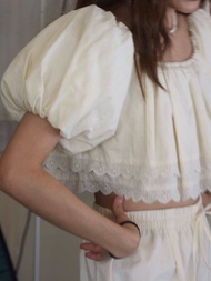 Vynn - Ribby Layer Top เสื้อครอปแขนบอลลูน