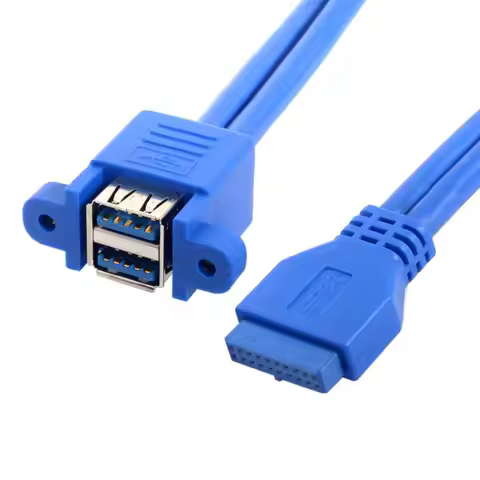 Stackable USB 3.0 Female Panel Type To Motherboard 20Pin Header Cable Dual Ports 0.3m 50cm