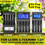 Liitokala Lii-500 PD4 PD2 Rechargeable Battery Charger,3.7V 18650 18350 18500 20700 26650 1.2V NiMH Li-iom AA Charger