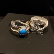 s925 Sterling Silver Seiko GORO'S Turquoise Feather Couple Ring Takahashi