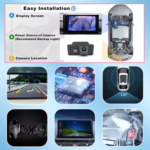 HD CCD Car Parking Accessories 1080x720P 170° Fisheye Waterproof Rear View Camera For Toyota Fortune