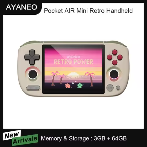 AYANEO Pocket AIR Mini Retro Handheld 64GB Storage HD Screen with Hall Joysticks MTK Helio G90T Retr
