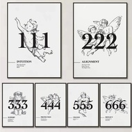 444 777 Angel Number Poster Print Canvas Painting Lucky Number Energy Spiritual Wall Art Picture for