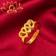 อวยพรให้โชคด~แหวน24kของแท้ แหวนทองไม่ลอก แหวนปรับขนาดได้ แหวนทองแท้1 กรัม แหวนทองเหลือง แหวนผู้หญิง saudi gold rings แหวนเด็กหญิง แหวน