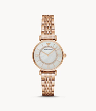 นาฬิกาข้อมือผู้หญิง Emporio Armani Women's Two-Hand Rose Gold-Tone Stainless Steel Watch-AR1909