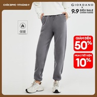 GIORDANO Women Joggers Fleece-Lined Cat Embroidery Sport Joggers Elastic Waist Warm Athleisure Fashi