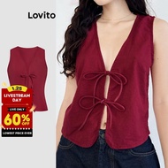 Lovito Casual Top Summer Lace Up Tank Top for Women L112ED539