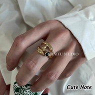 AuntCute Notes retro bamboo ring open geometric ring high-end trend elegant women's fashion jewelry 