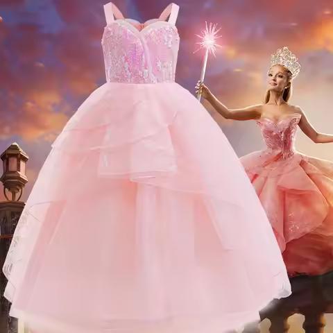 Girl Wicked Glinda Cosplay Costume Pink Wedding Princess Evening Dress Costume Halloween Costumes Pa