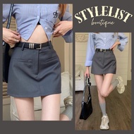 Basic A-line skirt in 2 colors, black and gray, women's fashion (with inner pants) Code CV555