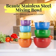 [Stok Gudang Tempatan] iGOZO BEAUTE COLORFUL STAINLESS STEEL MIXING BOWL + 3 PCS KNIFE SET (BLACK)