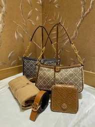 ❤ TORY BURCH T Monogram Perry Casual Canvas Jacquard Cross Body & Shoulder Bags Top-Handle Bags