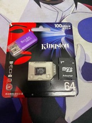 Kingston 金士頓 讀卡器 卡套  microSD card 64GB with adapter 記憶卡