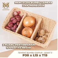 MERAH PRATALA 3-COMPANY RATTAN KITCHEN SPICE BOX AESTHETIC ONION AND WHITE BOMBAI P30 X W15 X H15