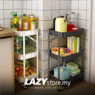 LAZYstore Multifunction 3 Tier Trolley Storage Rack Foldable Trolley  Lockable Wheels Shelves Kitchen Rack